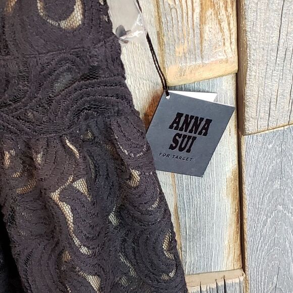 Anna sui for target black lace halter dress high neck shirt size 3 - Picture 3 of 5